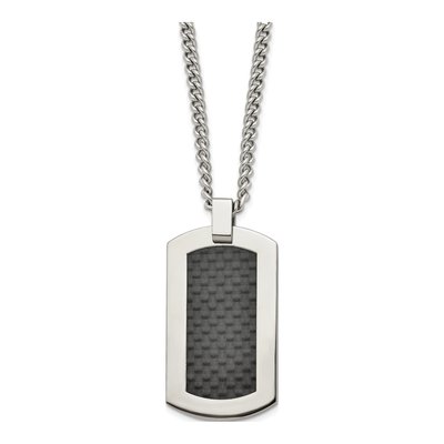 Titanium Carbon Fiber Dog Tag Pendant Necklace