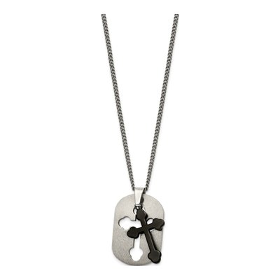Black Titanium Black Cross Pendant Necklace – view 3