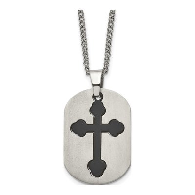 Black Titanium Black Cross Pendant Necklace – view 5