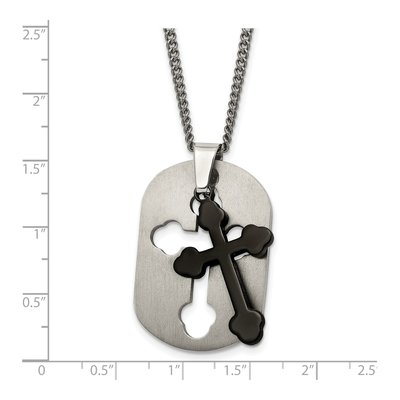 Black Titanium Black Cross Pendant Necklace – view 6