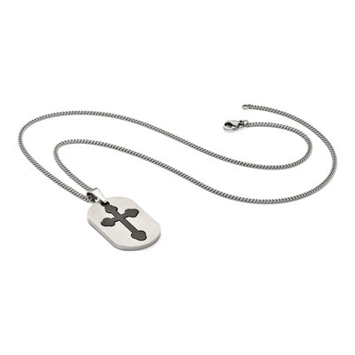 Black Titanium Black Cross Pendant Necklace – view 8