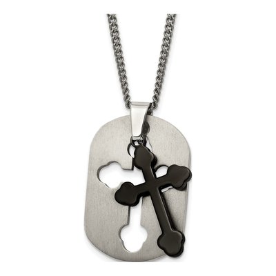 Black Titanium Black Cross Pendant Necklace