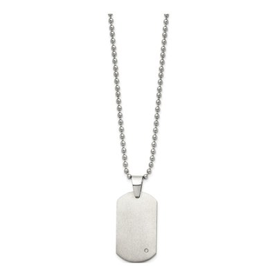 Titanium Diamond Dog Tag Pendant Necklace – view 4