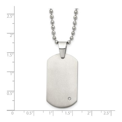 Titanium Diamond Dog Tag Pendant Necklace – view 5