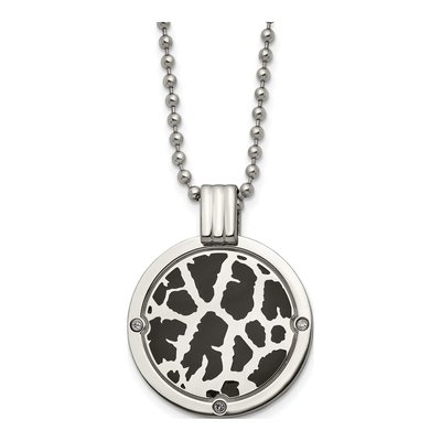 Titanium 1/20 ct tw Diamond Enamel Necklace