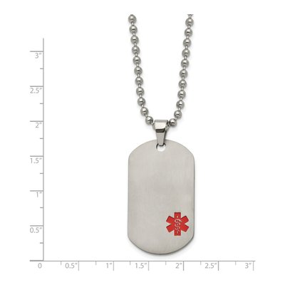 Titanium Red Enamel Medical ID Dog Tag Necklace – view 4