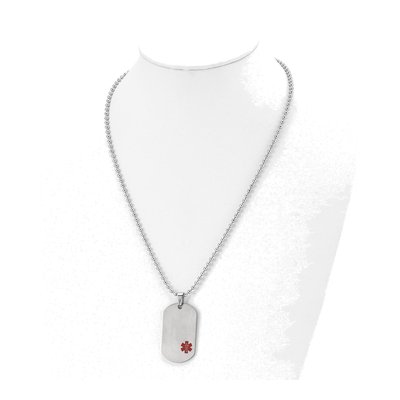 Titanium Red Enamel Medical ID Dog Tag Necklace – view 5