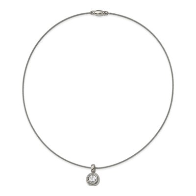 Titanium CZ On Wire Pendant Necklace – view 6
