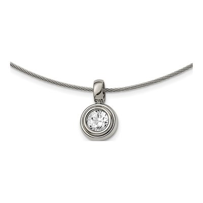 Titanium CZ On Wire Pendant Necklace