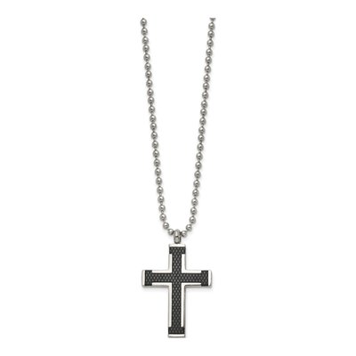 Black Titanium Cross Pendant Necklace – view 3