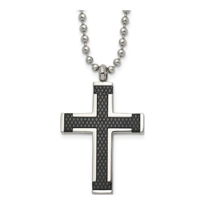 Black Titanium Cross Pendant Necklace