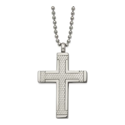 Titanium Laser-Cut Cross Pendant Necklace