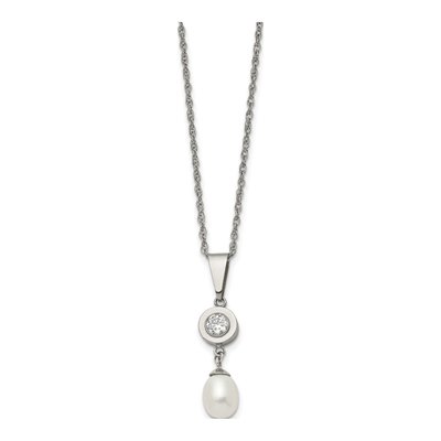 Titanium Freshwater Cultured Pearl Pendant Necklace – view 2
