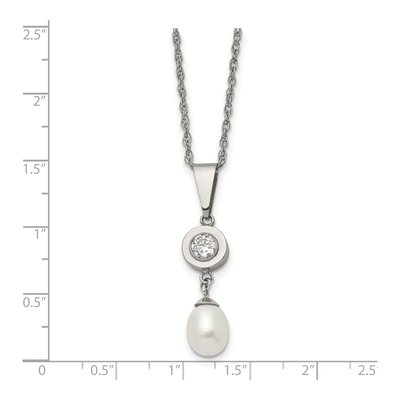 Titanium Freshwater Cultured Pearl Pendant Necklace – view 3