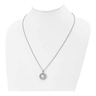 Titanium Freshwater Cultured Pearl & CZ Pendant Necklace – view 4