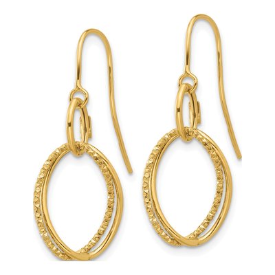 10K Yellow Gold Textured Dangle Earrings – view 3
