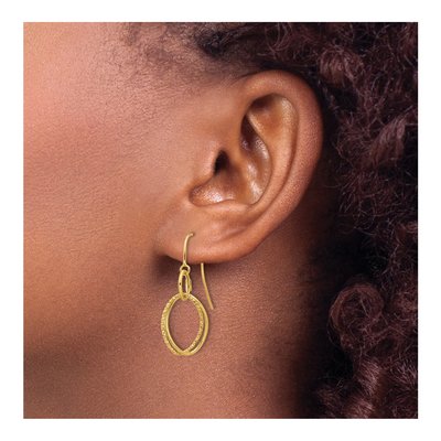 10K Yellow Gold Textured Dangle Earrings – view 4