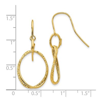 10K Yellow Gold Textured Dangle Earrings – view 5