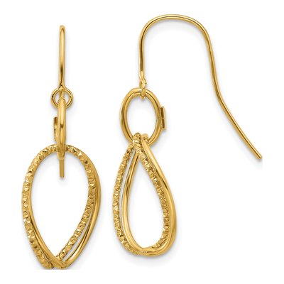10K Yellow Gold Textured Dangle Earrings