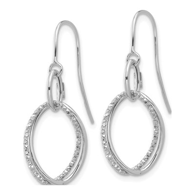 10K White Gold Textured Shepherd Hook Dangle Earrings – view 3