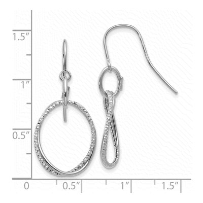 10K White Gold Textured Shepherd Hook Dangle Earrings – view 5