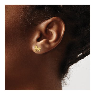 14K Yellow Gold Diamond-Cut Unicorn Stud Earrings – view 4