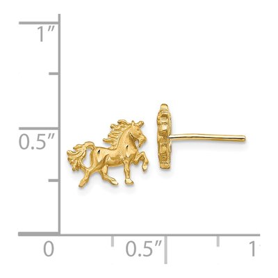 14K Yellow Gold Diamond-Cut Unicorn Stud Earrings – view 5