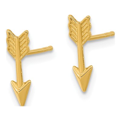14K Yellow Gold Arrow Stud Earrings – view 3