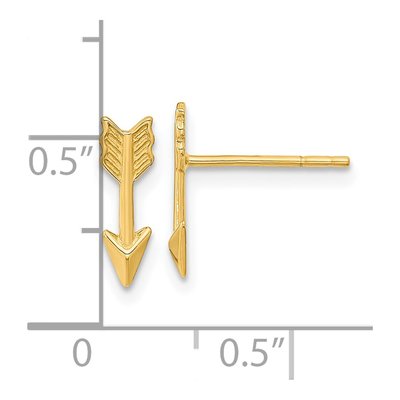 14K Yellow Gold Arrow Stud Earrings – view 5