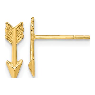 14K Yellow Gold Arrow Stud Earrings