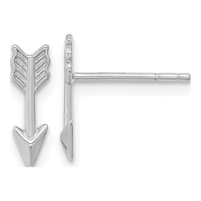 14K White Gold Arrow Stud Earrings