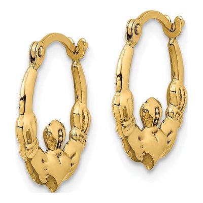 14K Yellow Gold Claddagh Hoop Earrings – view 3