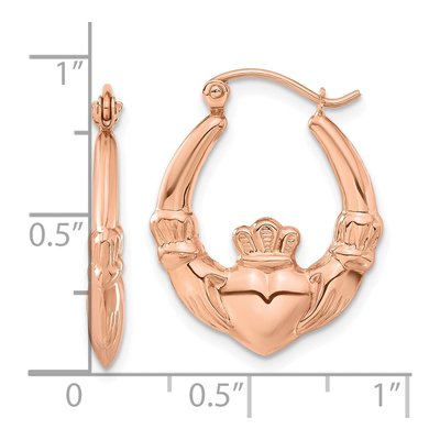 14K Rose Gold Claddagh Hoop Earrings – view 5