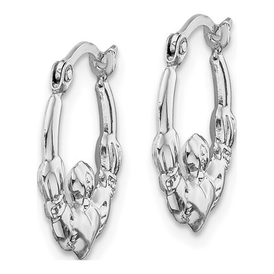 14K White Gold Claddagh Hoop Earrings – view 3