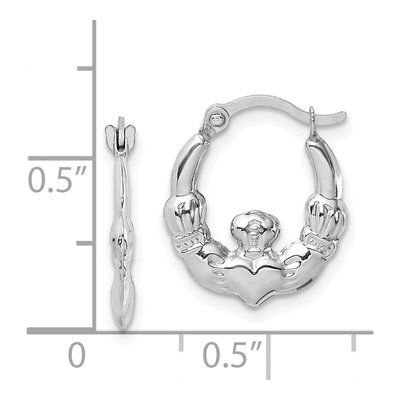 14K White Gold Claddagh Hoop Earrings – view 5