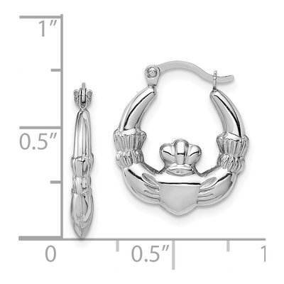 14K White Gold Claddagh Hoop Earrings – view 5