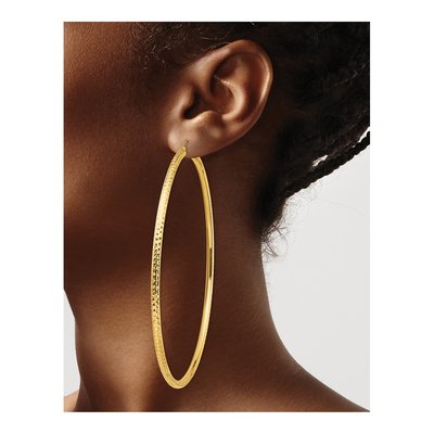 14K Yellow Gold 90mm Tube Hoop Earrings – view 4