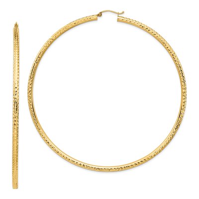 14K Yellow Gold 90mm Tube Hoop Earrings