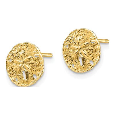 14K Yellow Gold Sand Dollar Stud Earrings – view 3