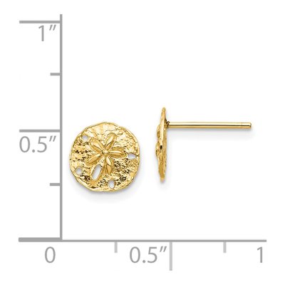 14K Yellow Gold Sand Dollar Stud Earrings – view 5