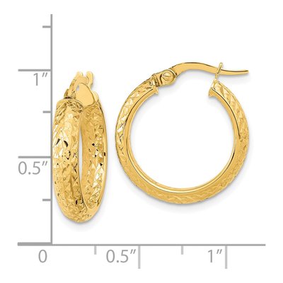 14K Yellow Gold 20mm Diamond-Cut Fancy Tube Hoop Earrings – view 4