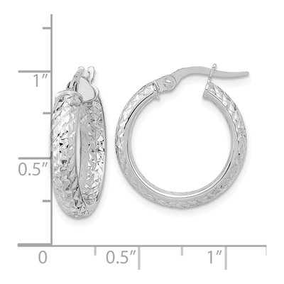14K White Gold 20mm Diamond-Cut Tube Hoop Earrings – view 4