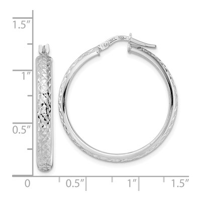 14K White Gold 30mm Diamond-Cut Tube Hoop Earrings – view 5