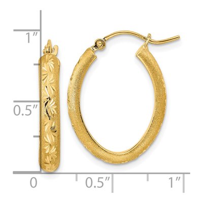 14K Yellow Gold 23mm Diamond-Cut Oval Hoop Earrings – view 4