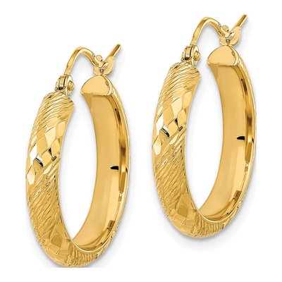 14K Yellow Gold 21mm Diamond-Cut Hoop Earrings – view 2