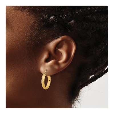 14K Yellow Gold 21mm Diamond-Cut Hoop Earrings – view 3