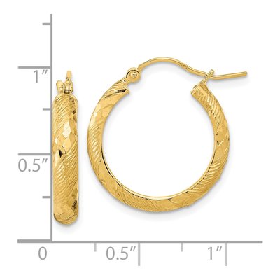 14K Yellow Gold 21mm Diamond-Cut Hoop Earrings – view 4