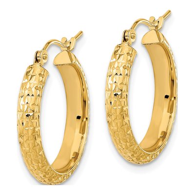 14K Yellow Gold 21mm Diamond-Cut Hoop Earrings – view 2