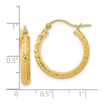 14K Yellow Gold 21mm Diamond-Cut Hoop Earrings – view 4