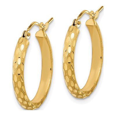 14K Yellow Gold 20mm Diamond-Cut Hoop Earrings – view 2